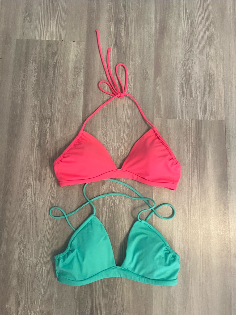 Victorias Secret Neon Coral Pink and Turquoise Bikini Tops size Small